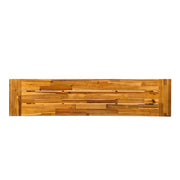 Teak and black outdoor patio backless dining bench from Noble House, suitable for garden or patio seating.