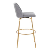 Set of two Lumi Source Toriano contemporary fixed height barstools with swivel seats and round footrests, ideal for modern dining areas.