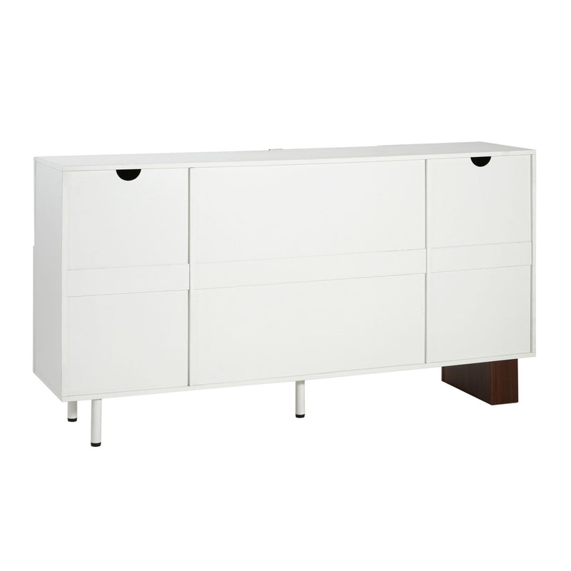 White Noble House sideboard buffet cabinet with four doors and adjustable shelves, wide storage unit for dining or living spaces.