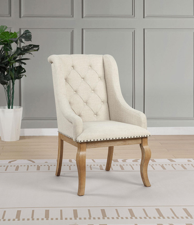 Brockway Upholstered Arm Chair Barley Brown (Set of 2)