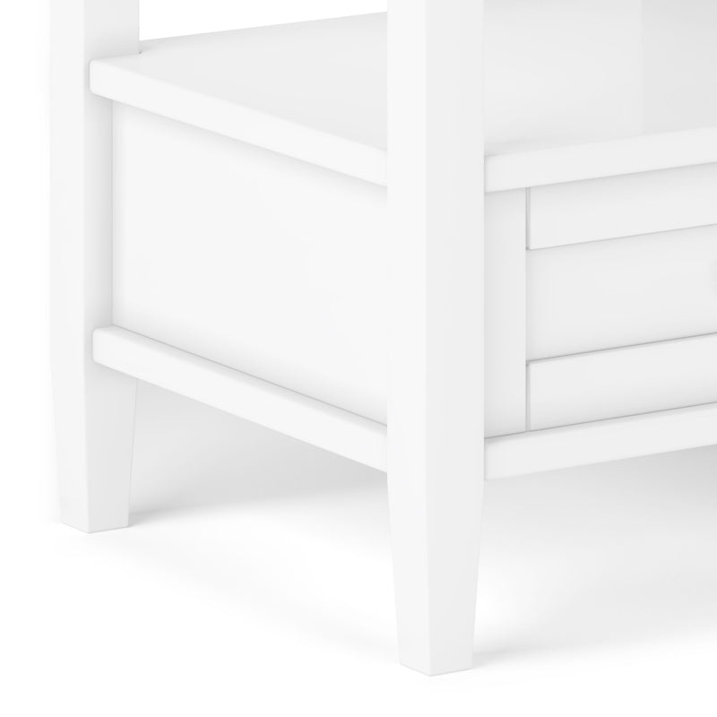 Handcrafted Warm Shaker coffee table by Simpli-Home featuring a natural wood finish and sturdy rectangular design.