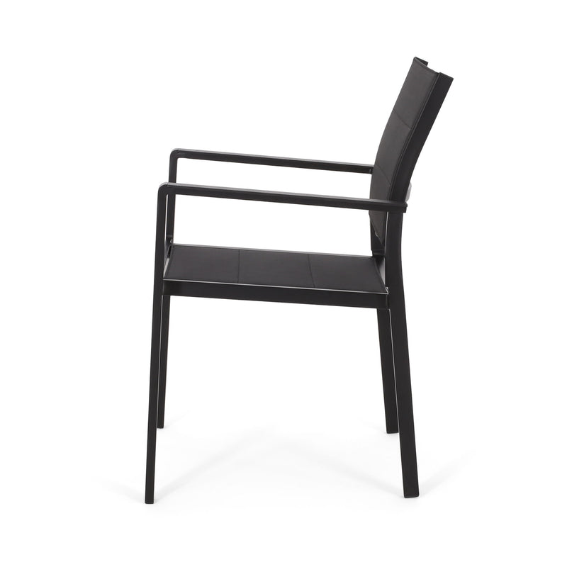 Baird - Outdoor Mesh And Aluminum Dining Chairs - Black - R&R Furniture Gallery (Fountain Valley, CA)