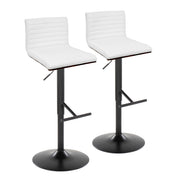 Lumi Source Mason contemporary adjustable barstool set with swivel, straight T-footrest, featuring modern design and wooden finish.