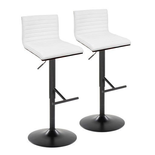 Lumi Source Mason contemporary adjustable barstool set with swivel, straight T-footrest, featuring modern design and wooden finish.