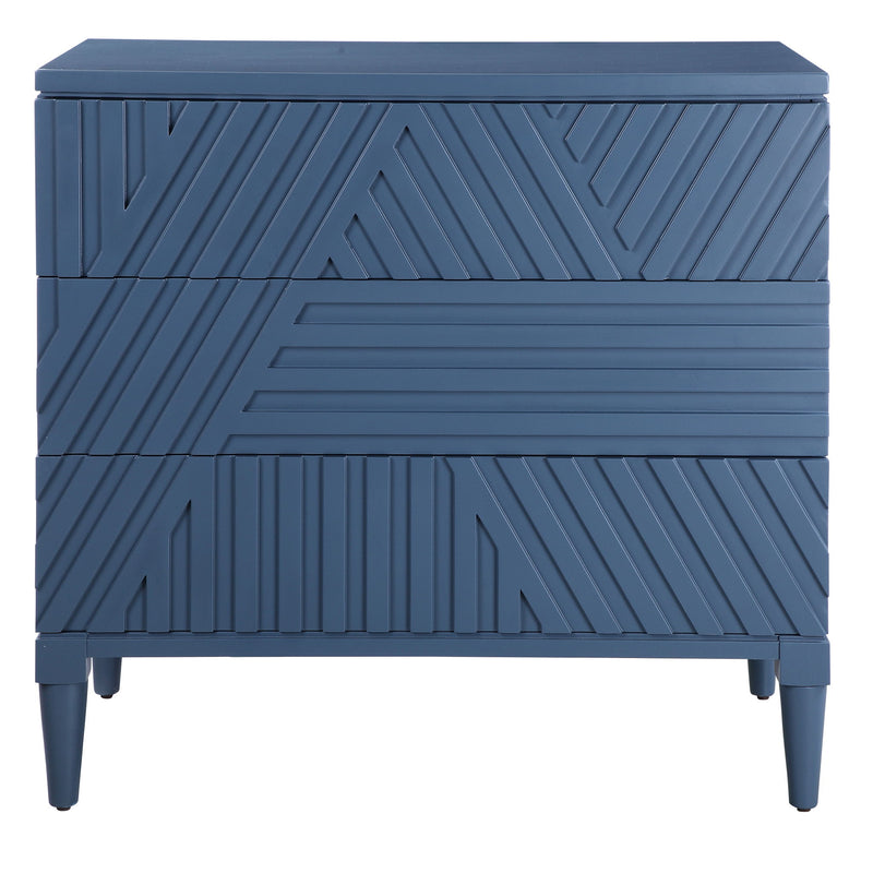 Uttermost Colby accent drawer chest with dark wood finish and metal hardware, featuring multiple drawers for storage.