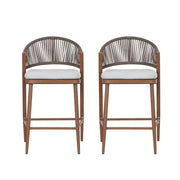 Outdoor 26" Counter Height Metal Frame Counter Stools With Scallop Shaped Backrest & Water Resistant Cushions - R&R Furniture Gallery (Fountain Valley, CA)