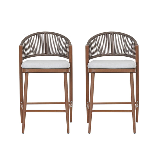 Outdoor 26" Counter Height Metal Frame Counter Stools With Scallop Shaped Backrest & Water Resistant Cushions - R&R Furniture Gallery (Fountain Valley, CA)