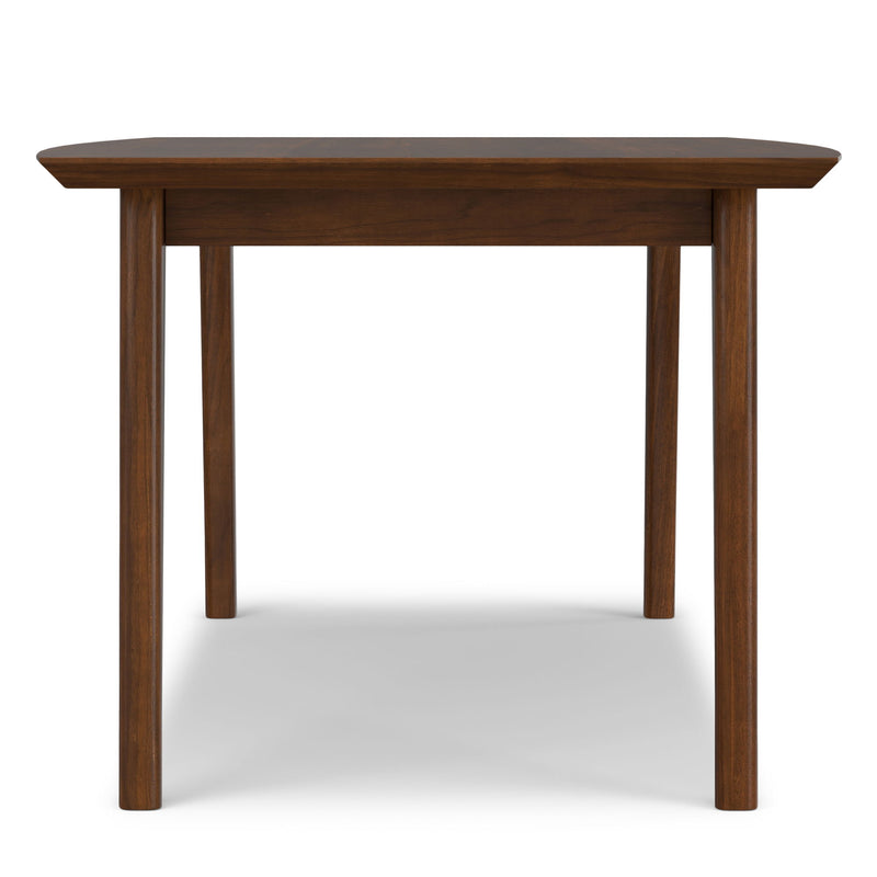 Simpli-Home Draper rectangular dining table with wooden top and sturdy legs, ideal for family meals and gatherings.