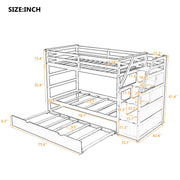 Twin Over Twin Bunk Bed With Twin Size Trundle And 3 Storage Stairs - Espresso - R&R Furniture Gallery (Fountain Valley, CA)