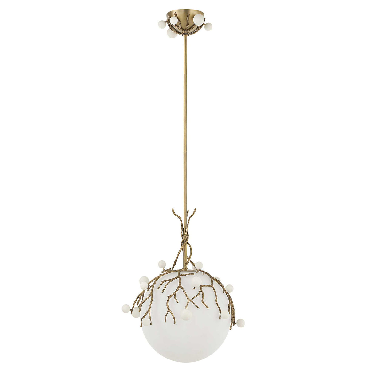 Budding Branches - Pendant - Light Antique Brass / White