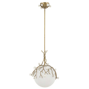 Budding Branches - Pendant - Light Antique Brass / White