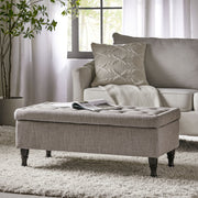 Dean - Fabric Storage Wide Tufted Rectangle Ottoman - Gray - R&R Furniture Gallery (Fountain Valley, CA)