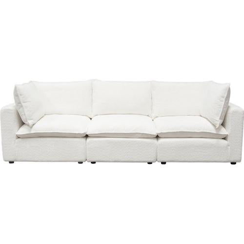 Ivy 3-Piece Modular Sofa in White Faux Shearling w/ Feather Down Seating