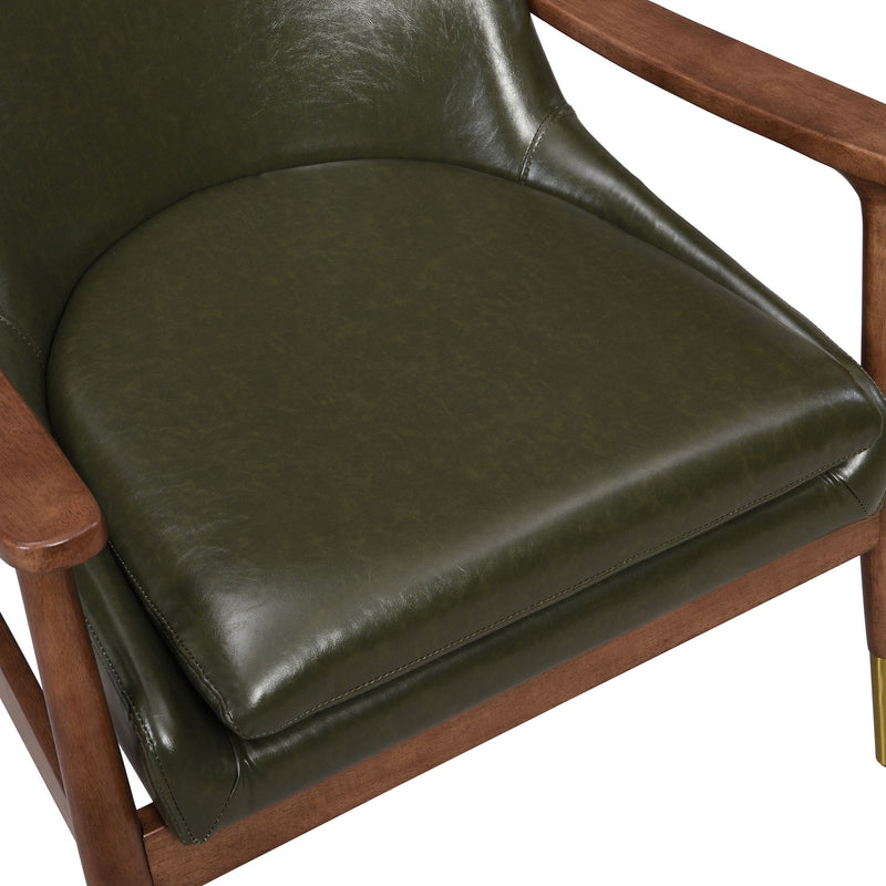 Mid - Century Accent Chair With Cushioned Seat, Brass Tipped Legs - R&R Furniture Gallery (Fountain Valley, CA)
