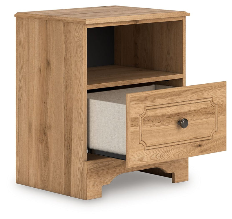Aleaport - One Drawer Night Stand - Warm Brown - R&R Furniture Gallery (Fountain Valley, CA)
