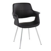 Set of two Lumi Source vintage flair Art Deco accent chairs with chrome legs in yellow, black, blue, or cream upholstery.