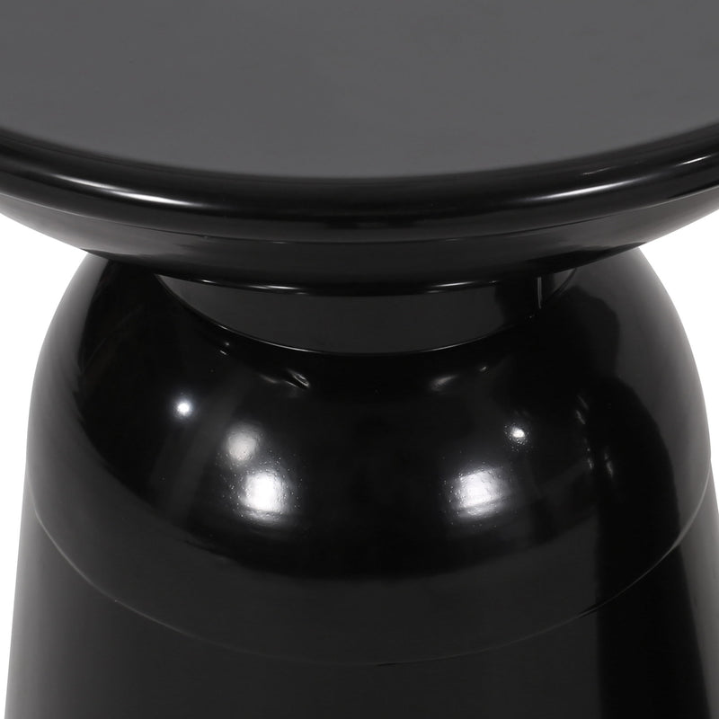 Modern metal outdoor end table by Noble House featuring a large, sleek design with a sturdy metal frame and stylish surface.