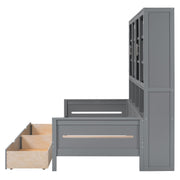 Daybed With Glass Door Storage Cabinets, Built In LED Lighting And Shelves - R&R Furniture Gallery (Fountain Valley, CA)