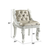 Vanaheim - Vanity Stool - Beige Synthetic Leather & Antique White - R&R Furniture Gallery (Fountain Valley, CA)