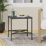 Outdoor Square Side Table With X Shaped Iron Frame - Black - R&R Furniture Gallery (Fountain Valley, CA)