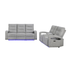 Isolde - Power Reclining Sofa, LED Lighting - Gray
