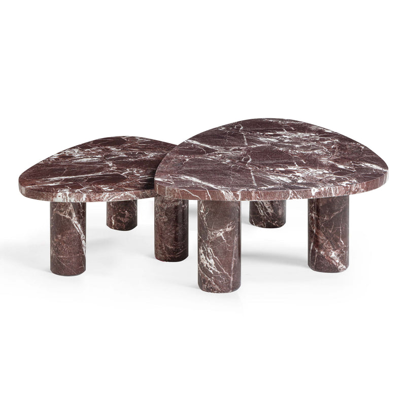 Libby - 2-Piece Faux Marble Nesting Coffee Table Set - Red Levanto - R&R Furniture Gallery (Fountain Valley, CA)