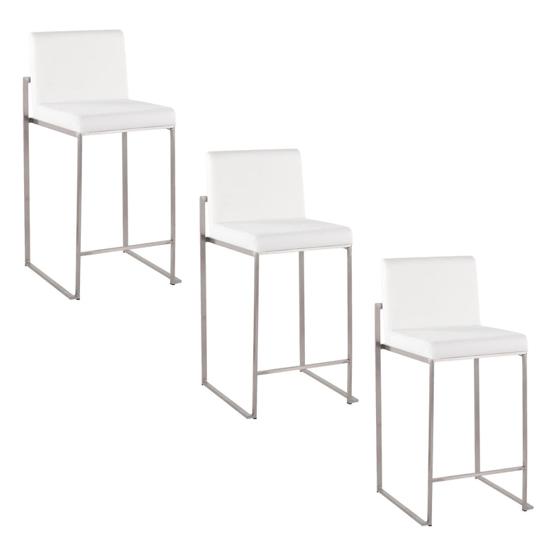Lumi Source Fuji contemporary high back counter stool with functional design, featuring a sleek modern style and wooden legs.