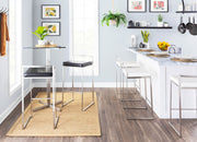 Lumi Source Fuji contemporary stackable barstools with sleek modern design, featuring wooden seats and metal legs, set of two.