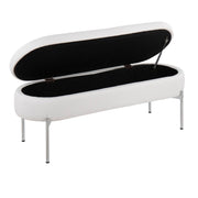 Lumi Source Chloe contemporary glam storage bench with plush upholstered seat and sleek design, ideal for modern living spaces.