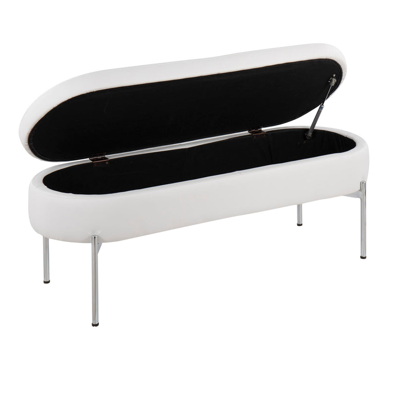 Lumi Source Chloe contemporary glam storage bench with plush upholstered seat and sleek design, ideal for modern living spaces.