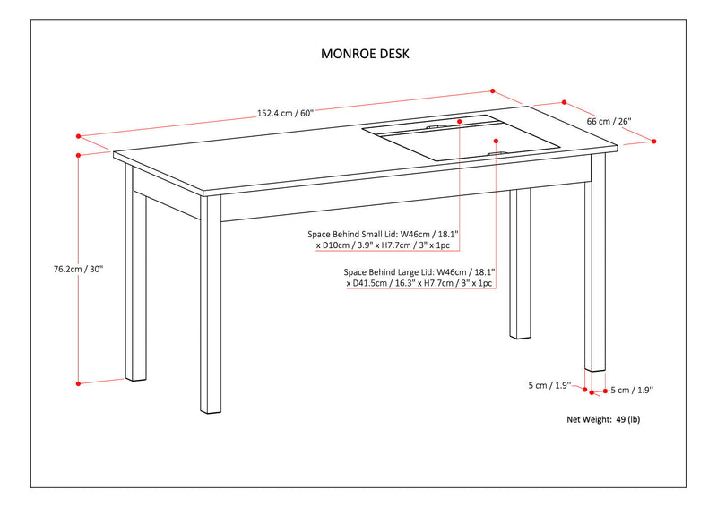 Monroe - Desk - Distressed Charcoal Brown - R&R Furniture Gallery (Fountain Valley, CA)