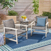 Outdoor Club Chair With Rattan Cover And Acacia Wood Frame - Gray - R&R Furniture Gallery (Fountain Valley, CA)