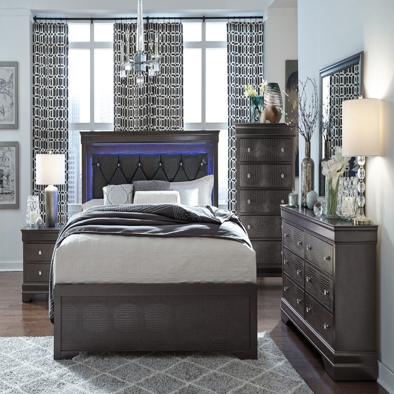 Shaker - Crocodile Metallic Nightstand - R&R Furniture Gallery (Fountain Valley, CA)