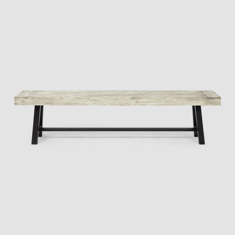 Noble House Carlisle dining bench with wooden seat and sturdy legs, ideal for kitchen or dining room seating.