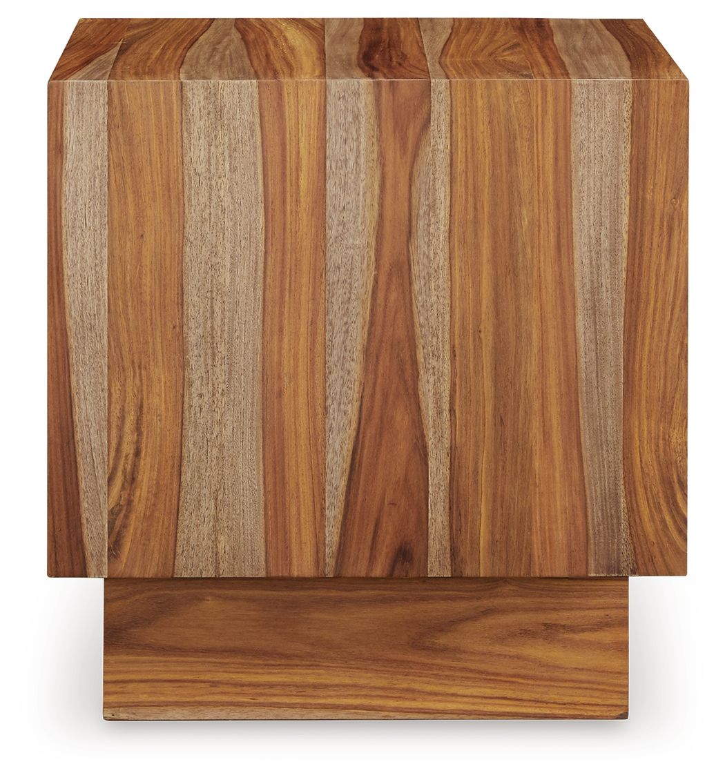 Dressonni - Square End Table - Brown - R&R Furniture Gallery (Fountain Valley, CA)