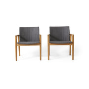 Tranquilize - Outdoor Wooden Club Chair With Woven Wicker Seat And Back (Set of 2) - Light Brown - R&R Furniture Gallery (Fountain Valley, CA)