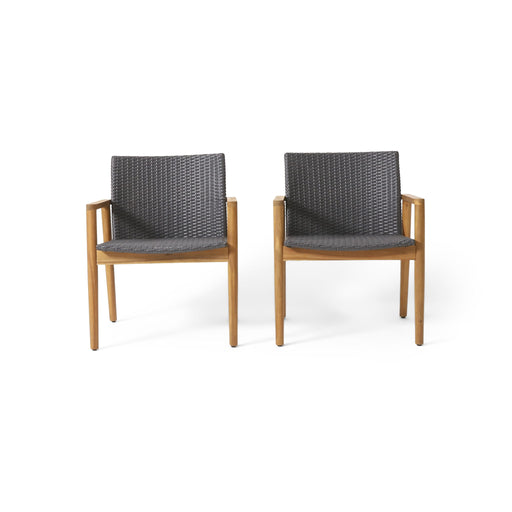 Tranquilize - Outdoor Wooden Club Chair With Woven Wicker Seat And Back (Set of 2) - Light Brown - R&R Furniture Gallery (Fountain Valley, CA)