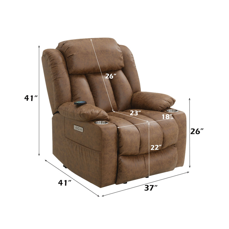 Aire Power Motion Recliner With Lift Heating Massage Function - Brown