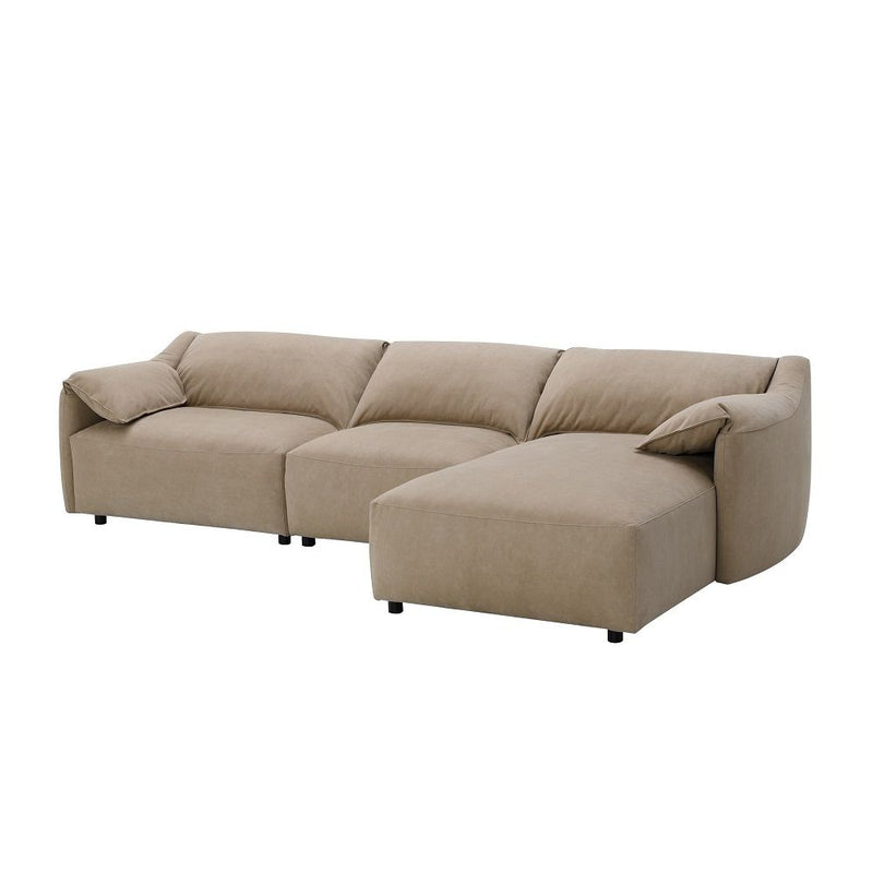 Veata - Sectional Sofa - Light Brown Suede - R&R Furniture Gallery (Fountain Valley, CA)