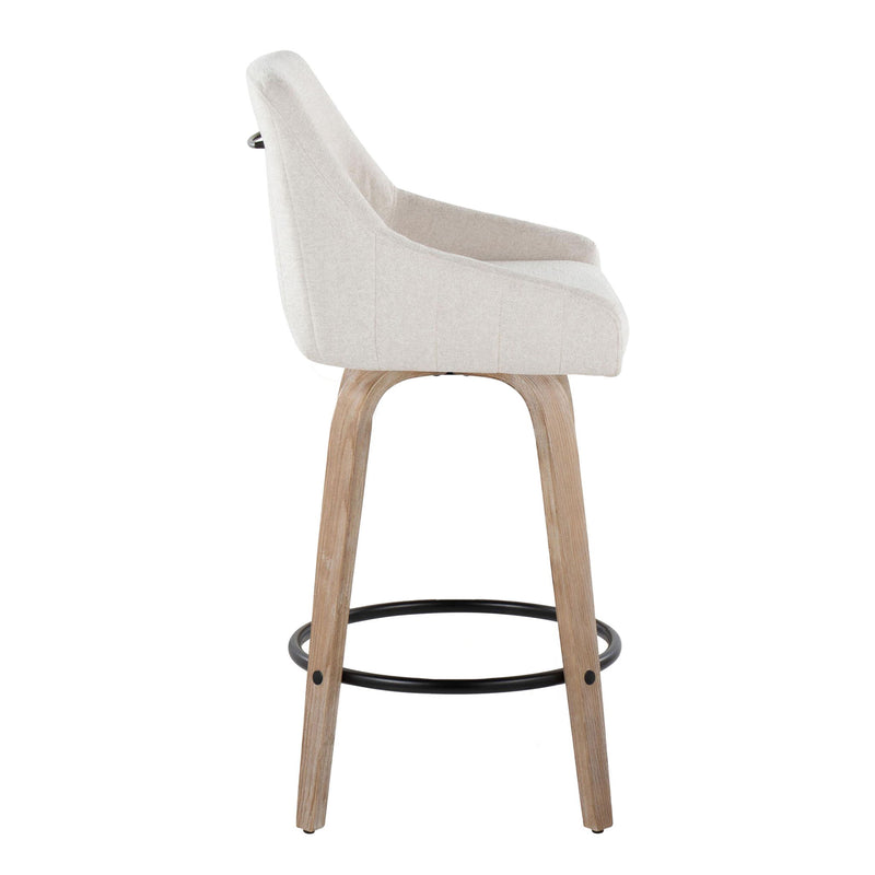 Lumi Source Hannah set of 2 transitional fixed height counter stools with swivel and round footrest, black finish, modern design