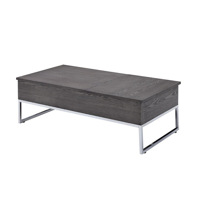 Iban - Coffee Table With Lift Top - Gray Oak & Chrome - R&R Furniture Gallery (Fountain Valley, CA)