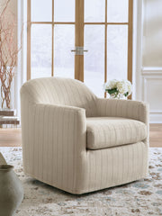 Valwick - Swivel Accent Chair - Cream / Brown - R&R Furniture Gallery (Fountain Valley, CA)
