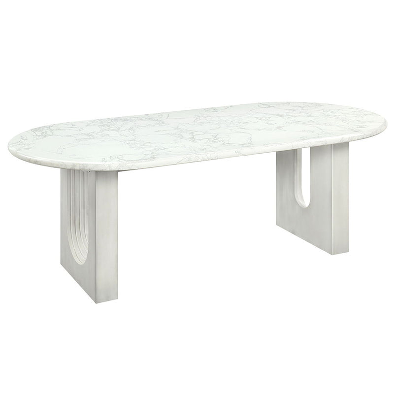 Zayn - Dining Table - White Natrual Marble Top & White - R&R Furniture Gallery (Fountain Valley, CA)