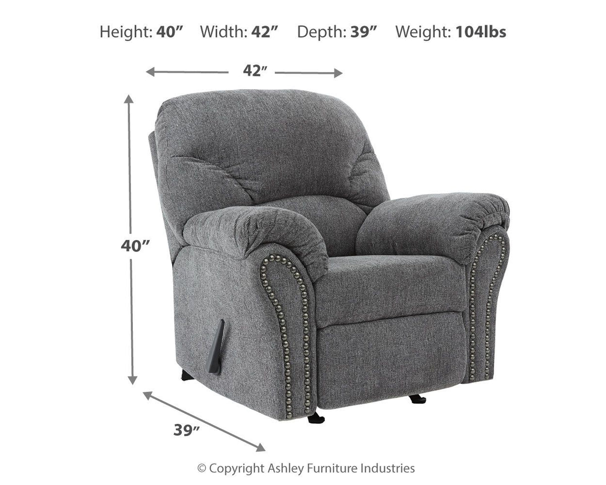 Allmaxx - Rocker Recliner - Pewter - R&R Furniture Gallery (Fountain Valley, CA)