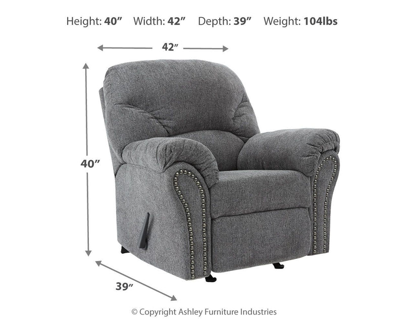 Allmaxx - Rocker Recliner - Pewter - R&R Furniture Gallery (Fountain Valley, CA)