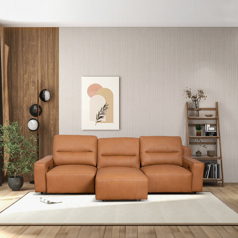 Grant - Triple Power Convertible Sofa - Cognac - R&R Furniture Gallery (Fountain Valley, CA)