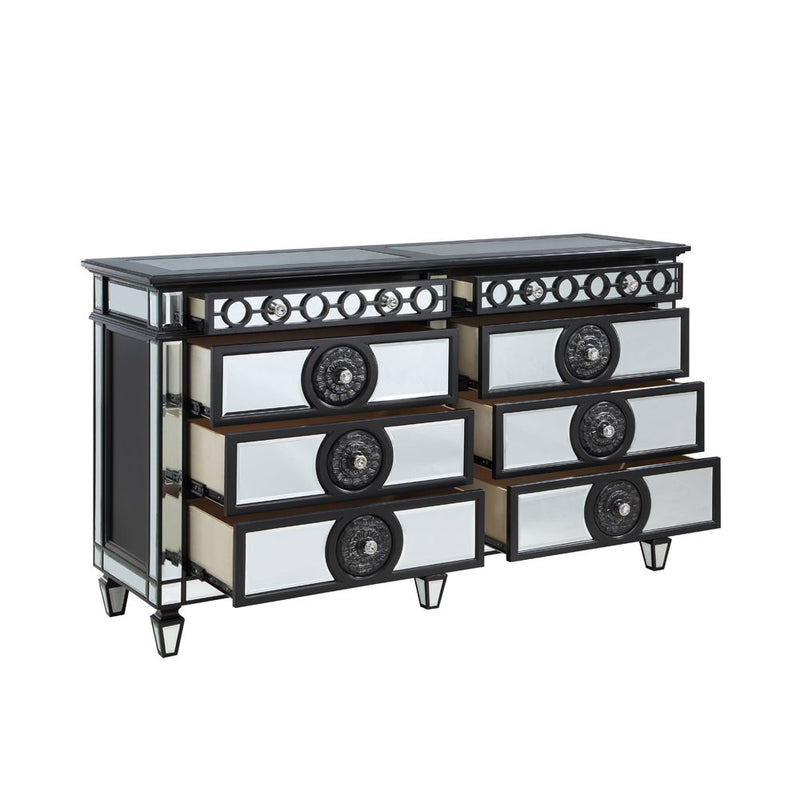 Varian II - Dresser - Mirrored, Black & Sliver - R&R Furniture Gallery (Fountain Valley, CA)