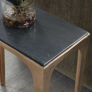 Accent Table - Warm Antique Brass / Black