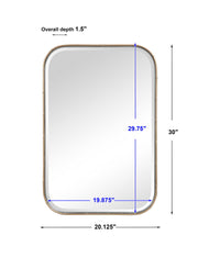 Gold Malay vanity mirror by Uttermost featuring a sleek, round design with a polished gold frame.