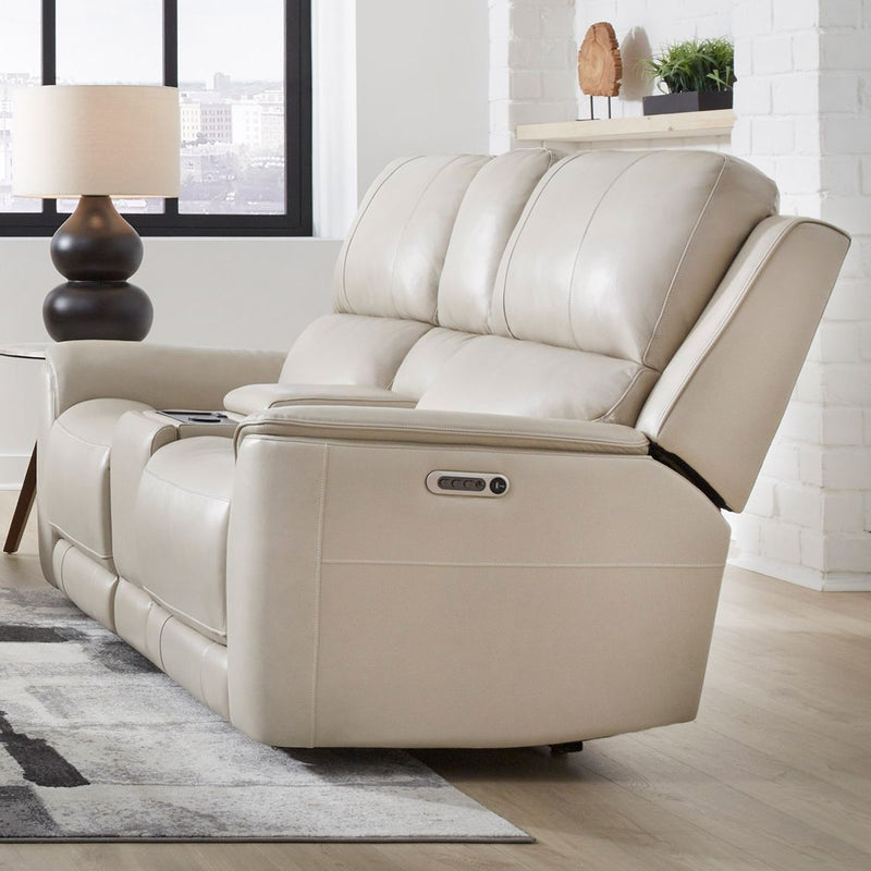 Parker Living Easton Zero Gravity Power Reclining 3-piece sofa set in a modern living room, featuring plush cushions and reclining seats.